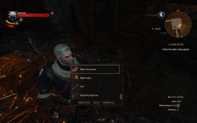 Collect the wight's saliva glands.