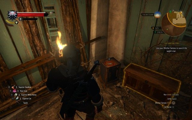 Use your Witcher Senses to search the wight's lair.