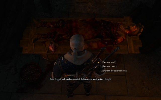 Examine the body of the Beast's victim.