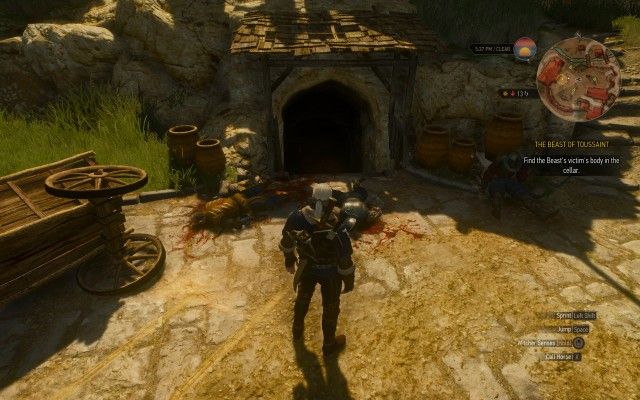 Find the Beast's victim's body in the cellar.