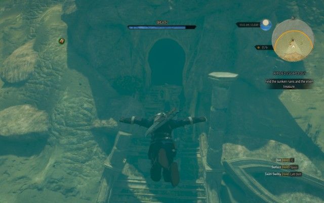 Find the sunken ruins and the elven treasure.