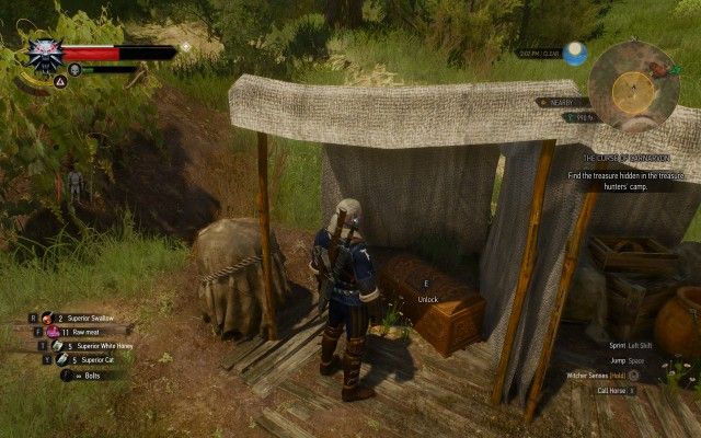 Find the treasure hidden in the treasure hunters' camp.