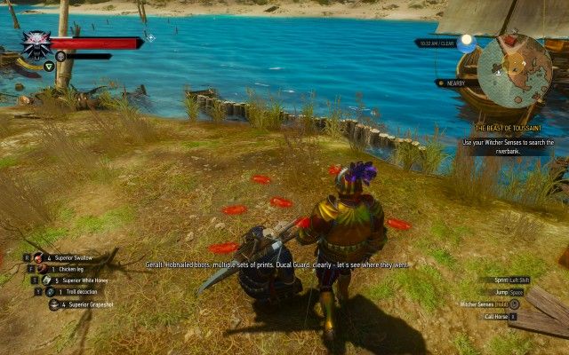 Use your Witcher Senses to search the riverbank.