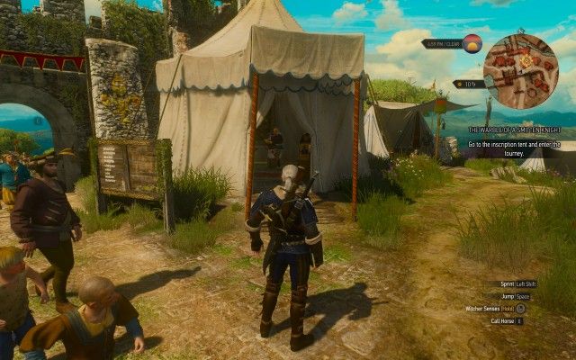 Go to the inscription tent and enter the tourney.