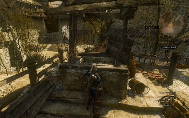Jump into the well.