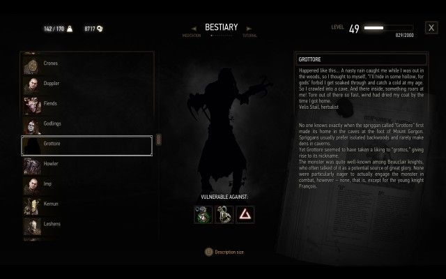 Read the Bestiary entry about Grottore.