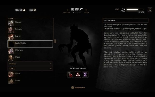 [Optional] Read the Bestiary to learn more about spotted wights.