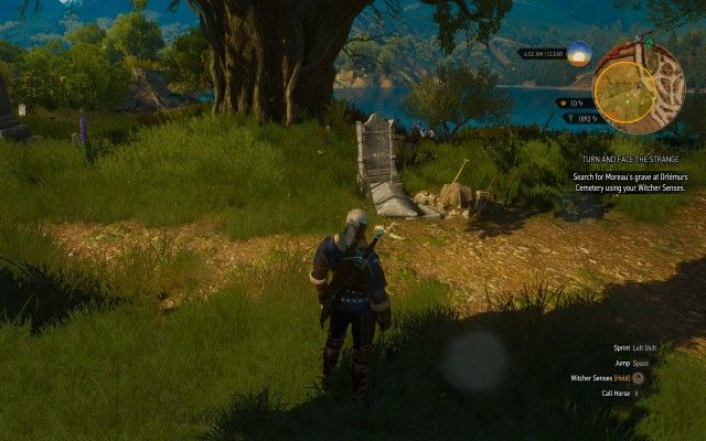 Search for Moreau's grave at Orlémurs Cemetery using your Witcher Senses.