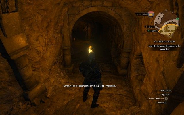 Search for the source of the noises in the catacombs.