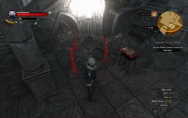 Use your Witcher Senses to search the laboratory.