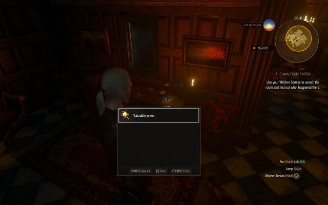 Use your Witcher Senses to search the room and find out what happened there.