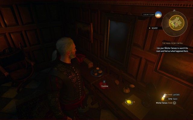 Use your Witcher Senses to search the room and find out what happened there.