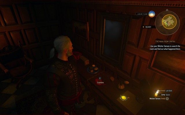 Use your Witcher Senses to search the room and find out what happened there.