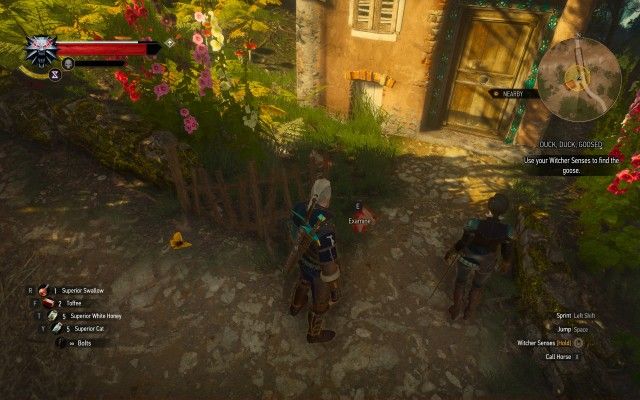 Use your Witcher Senses to find the goose.